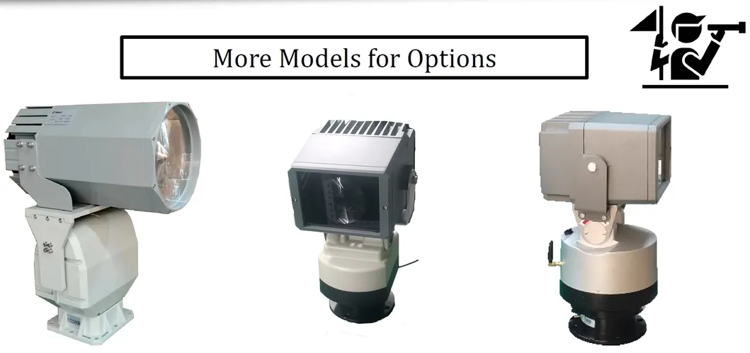 چراغ جستجو LED 200W 300W IP66 ضدآفتاب فولاد ضد خوردگی 1000m 3000m کشتی دریایی قایق از راه دور جستجو نجات چراغ جستجو 9