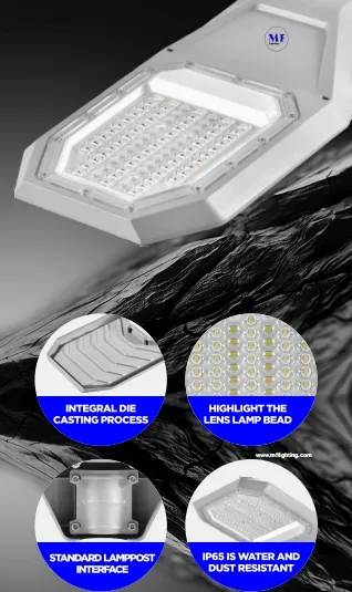 چراغ دیواری خیابانی باغی خورشیدی LED آلومینیومی ضدآب 200 وات IP65 Ik08 فشرده پارک مسیر پیادهرو بزرگراهها 6