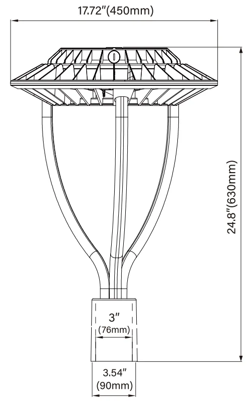 چراغ باغ LED قابل تنظیم ضد رطوبت IP65 150W ضد آب 140lm / W سیاه پری چمن حیاط پست بالا 6