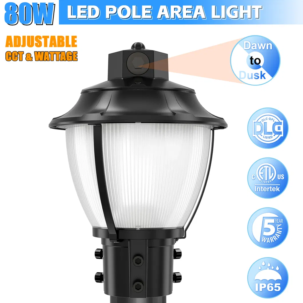 چراغ باغ LED قابل تنظیم ضد شوک IP65 48/64/80W ضد آب 130lm / W فانوس سیاه و سفید چمن 1