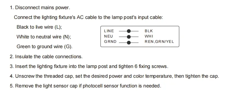 چراغ باغ LED قابل تنظیم ضد شوک IP65 48/64/80W ضد آب 130lm / W فانوس سیاه و سفید چمن 6