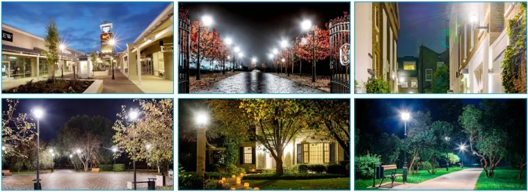 چراغ باغ LED قابل تنظیم ضد شوک IP65 48/64/80W ضد آب 130lm / W فانوس سیاه و سفید چمن 8