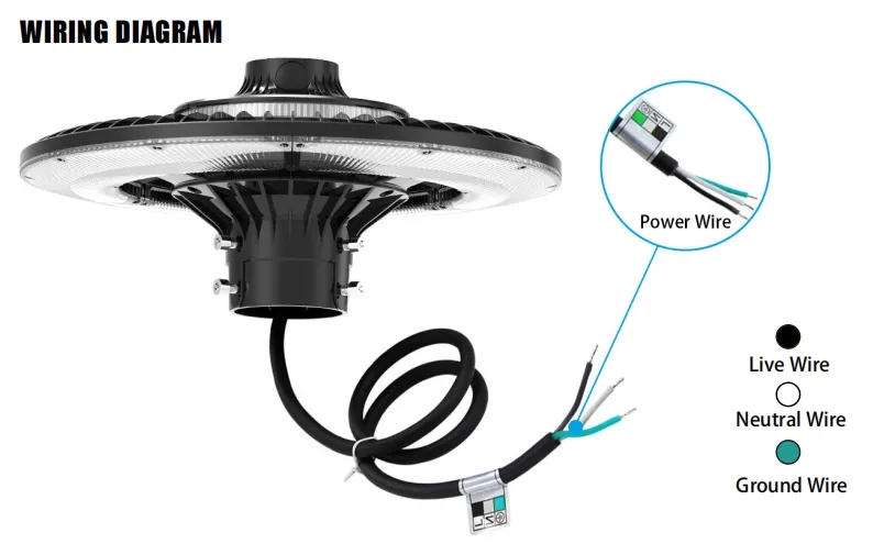 چراغ باغی LED قابل تنظیم 150 وات IP65 ضد آب داخلی 130lm/W گرد مشکی حیاط پارک محوطه بالای پایه 7