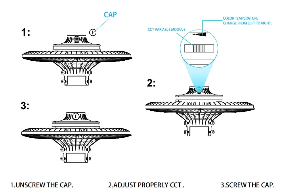چراغ باغی LED قابل تنظیم 150 وات IP65 ضد آب داخلی 130lm/W گرد مشکی حیاط پارک محوطه بالای پایه 9