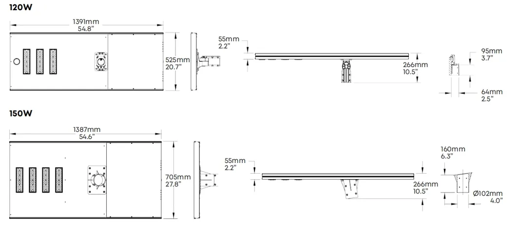 LED خورشید خیابان باغ نور سنسور حرکت سفید نقره 120W 100W 80W آلومینیوم. IP66 پیاده رو ویلا حیاط 2