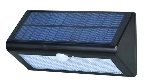 چراغ دیواری خورشیدی LED مدرن جدید هوشمند ساده باتری لیتیومی تک کریستالی سیاه ضد آب IP66 دایکاست 0