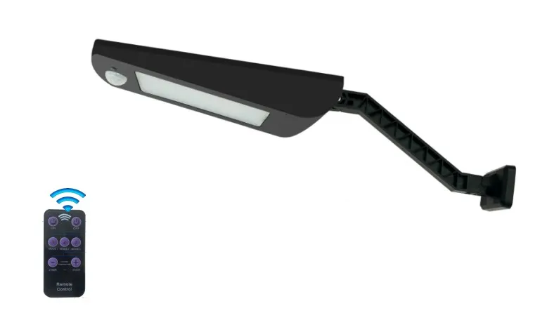 چراغ دیواری خورشیدی LED مدرن جدید هوشمند ساده باتری لیتیومی تک کریستالی سیاه ضد آب IP66 دایکاست 1