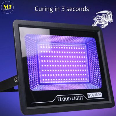 Factory Price No Harm IP66 Waterproof Adjustable Body Aluminum Material UV Curing Flood Light for Paint Printing Nails Repair Resin Ink 3D Resin Curing