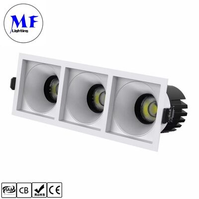3*10W Anti-glare LED Downlight CRI90 100lm/W Triac /0-10V/Dali-2 Dimmable  Beam angle 15°/24°/36°50° Optional Recessed  Spot LED Down light for Commercial Spaces