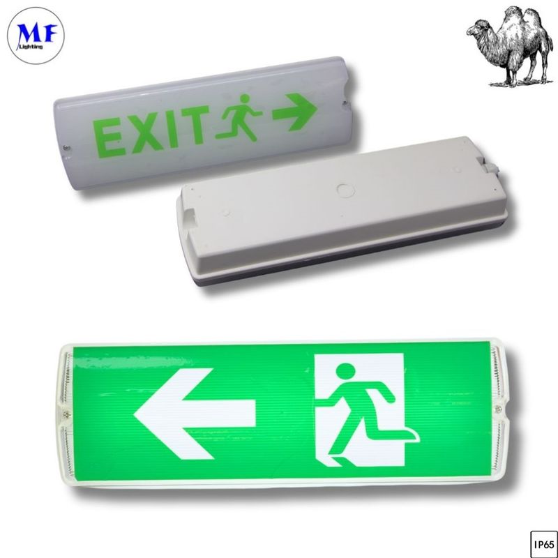 SAA / CE 8W IP65 AC220V-240V Waterproof Battery Rechargeable Bulkhead Exit Sign LED Emergency Light for Office Factory Hotel Parking Lot