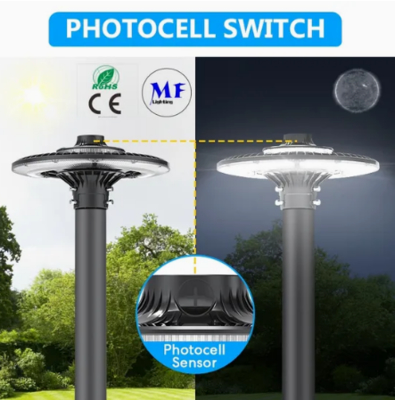 چراغ باغی LED قابل تنظیم 150 وات IP65 ضد آب داخلی 130lm/W گرد مشکی حیاط پارک محوطه بالای پایه