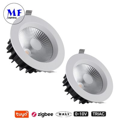 چراغ اسپات دان لایت LED ضد تابش 35 وات 100 لومن بر وات با قابلیت تنظیم CCT، CRI90، قابل دیم شدن با تِرایاک / 0-10 ولت / دالی-2 / تویا زیگبی، زاویه پرتو 60 درجه، COB توکار برای مکان‌های تجاری و مسکونی