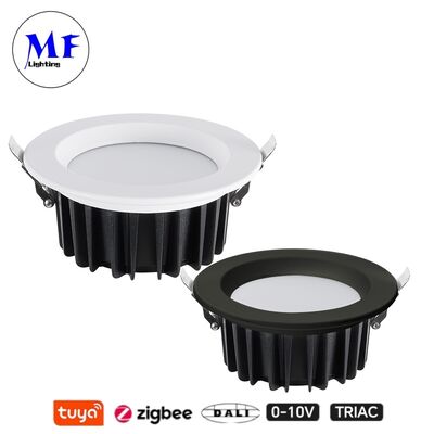 نور قابل تنظیم 7W 100lm / W LED Spot Down Light CCT تنظیم CRI90 Triac /0-10V / Dali-2 / Tuya زاویه پرتو Zigbee 60 ° SMD ضد درخشش برای مکان های تجاری و مسکونی