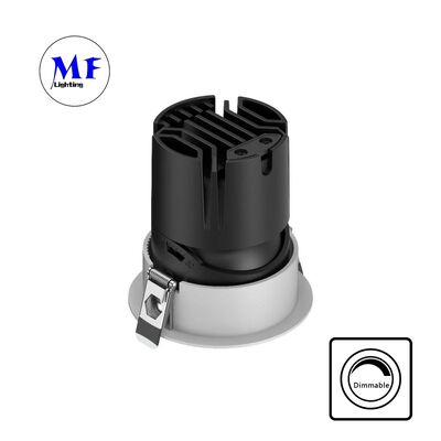 لنز اپتیکال نورافکن LED ضد تابش نور COB توکار، زاویه پرتو 15-55 درجه، نورپردازی قابل تنظیم 0-30 درجه، 110 ولت متناوب 5CCT DIP و 200-240 ولت متناوب نورافکن توکار قابل تنظیم